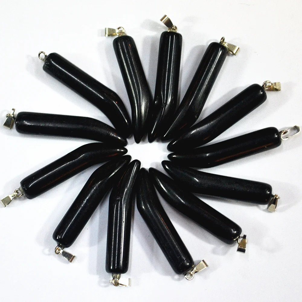 Новые модные черные Ониксовые подвески из натурального камня амулеты Ox horn chilli