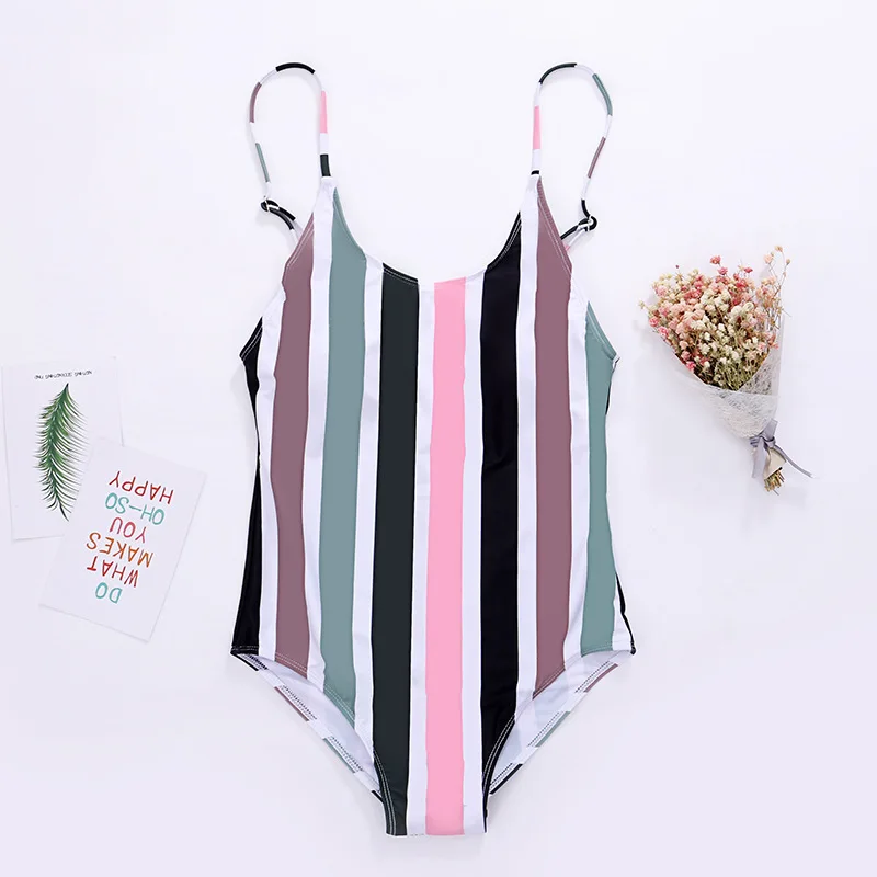 Megartico backless swimwear ladies 2018 striped swimsuit woman one piece sexy bodysuit bandage beach maillot de bain femme | Спорт и