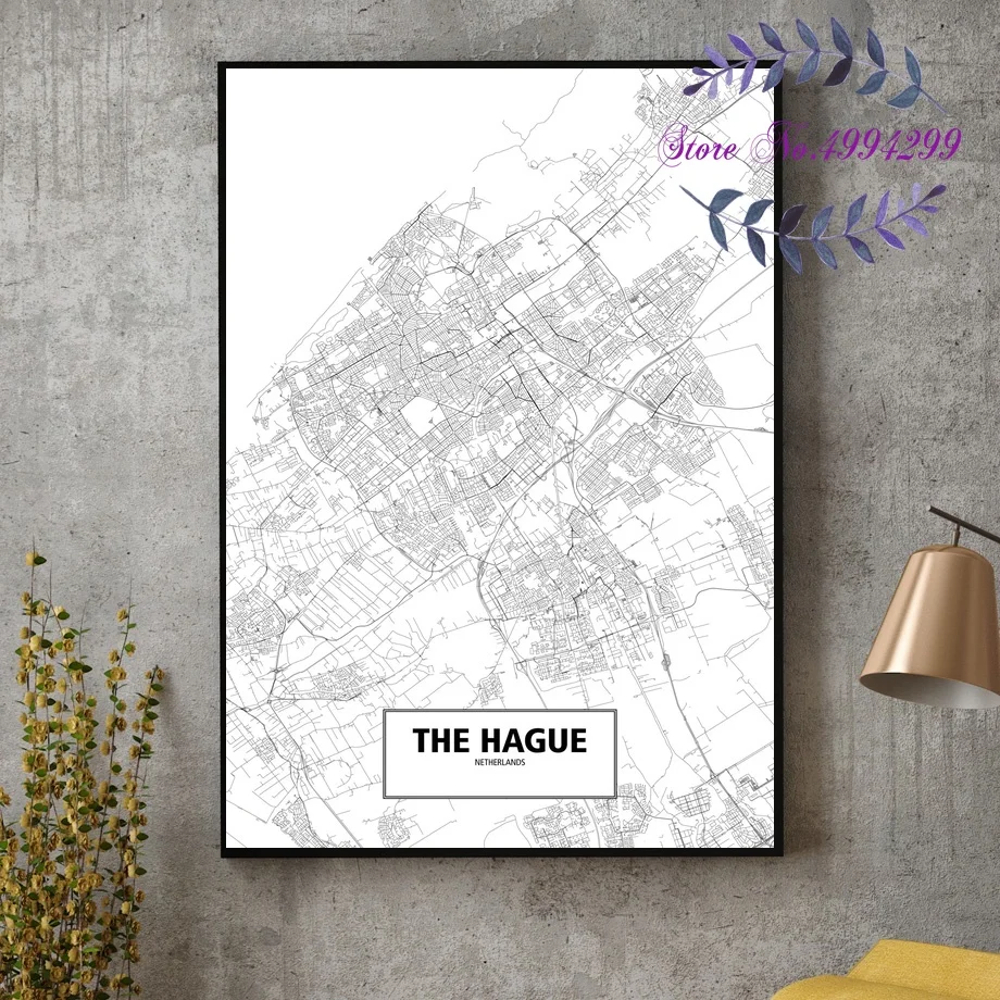 Голландия Амстердам Эйндховен Гронинген неймеген Роттердам черно-белая карта