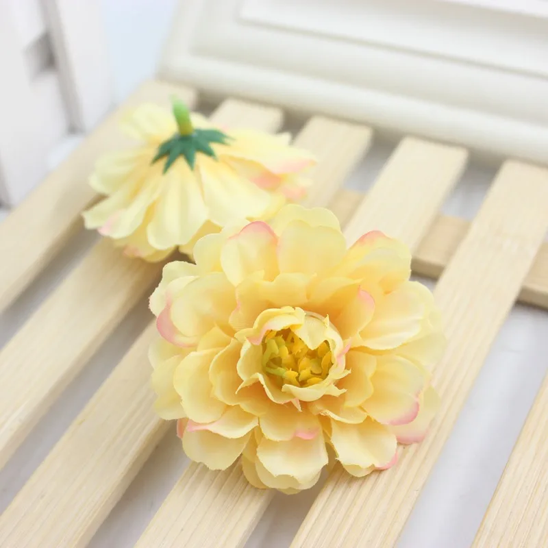 yellow 10 шт. в упаковке Искусственный Розовый Шелковый цветок Свадебная гирлянда домашний Декор цветок имитация цветок шапка-Подсолнечник одежда 5,8 см - Цвет: yellow