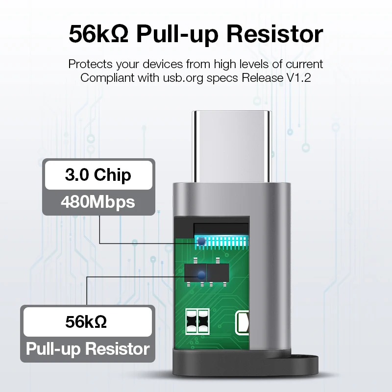 JSAUX usb type-C адаптер, 4-Pack Алюминиевый USB C к Micro USB конвертер разъем с Брелок Зарядное устройство совместимый samsung Galaxy S9