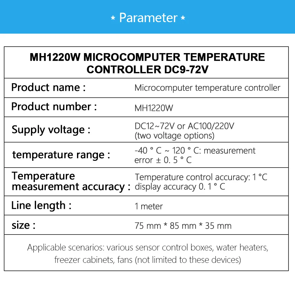 Цифровой регулятор температуры MH1220W переменный ток 110 220 В постоянный 12 72 в 10 А