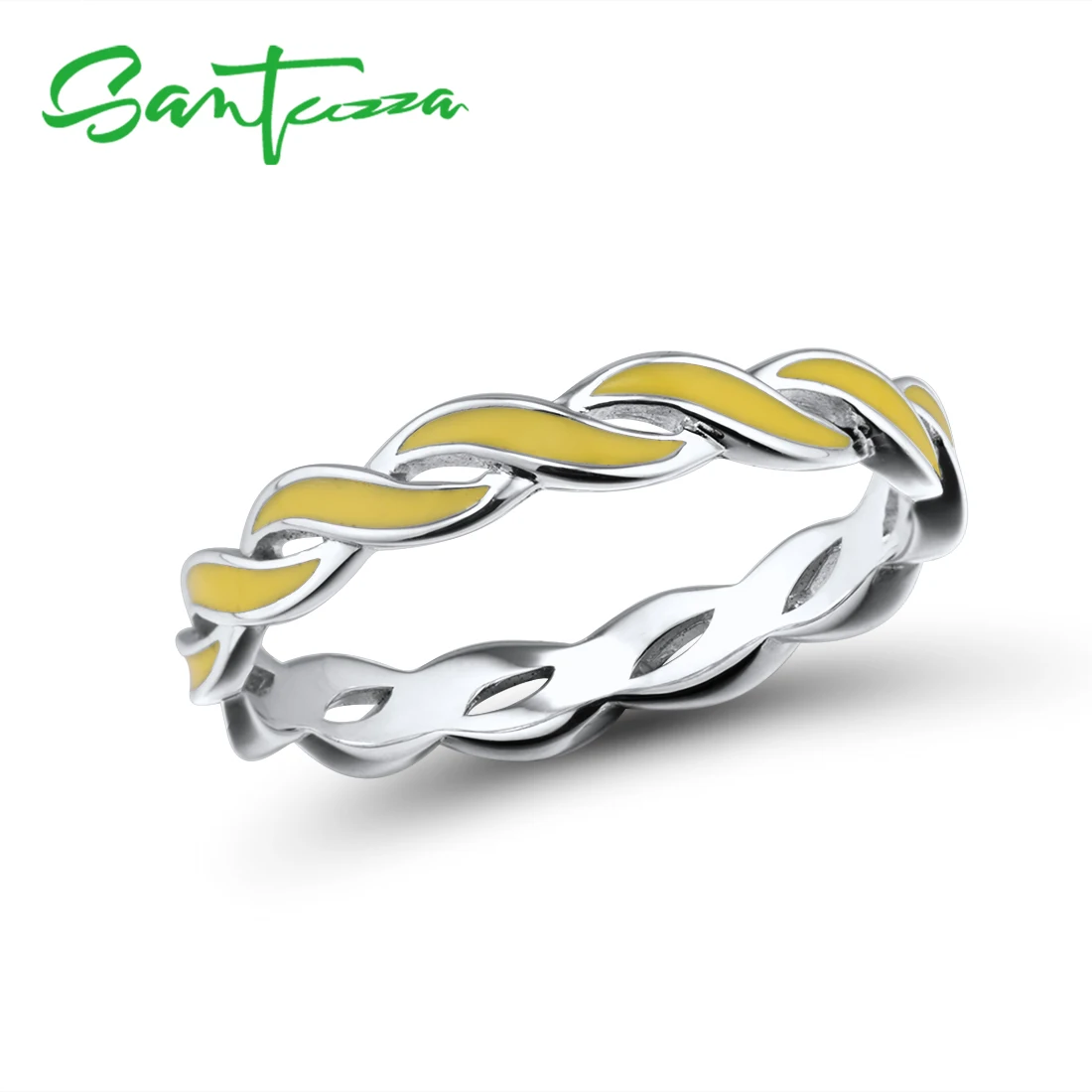 SANTUZZA 925 пробы серебряные кольца для женщин Красочные витые стекируемые кольца вечности кольца модные ювелирные изделия ручной работы с эмалью