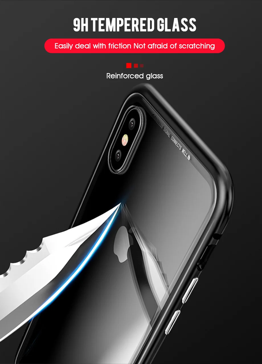 Металлический магнитный чехол для iPhone XR XS MAX X 8 Plus 7, чехол из закаленного стекла на магните для iPhone 7, 6, 6 s Plus, чехол на x xs