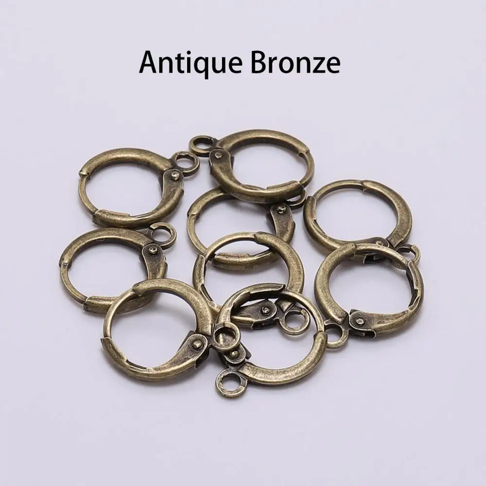 Antique bronze 20 шт./партия новые серебряные золотые крюки фиксаторы для серёжек и крючков материал 14*12 мм Размер наборы проволочные база обручи поставки для DIY ювелирных изделий - Цвет: Antique bronze