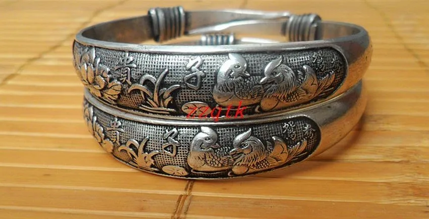 

Браслет ручной работы из тибетского серебра с резьбой, Китайская Утка-МАНДАРИНКА, новый год