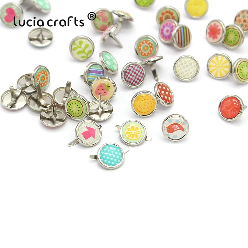 Lucia crafts 30 шт 12 мм круглый мульти-узор DIY Декор Скрапбукинг Украшение застежка Brads металлические изделия для рукоделия G0941