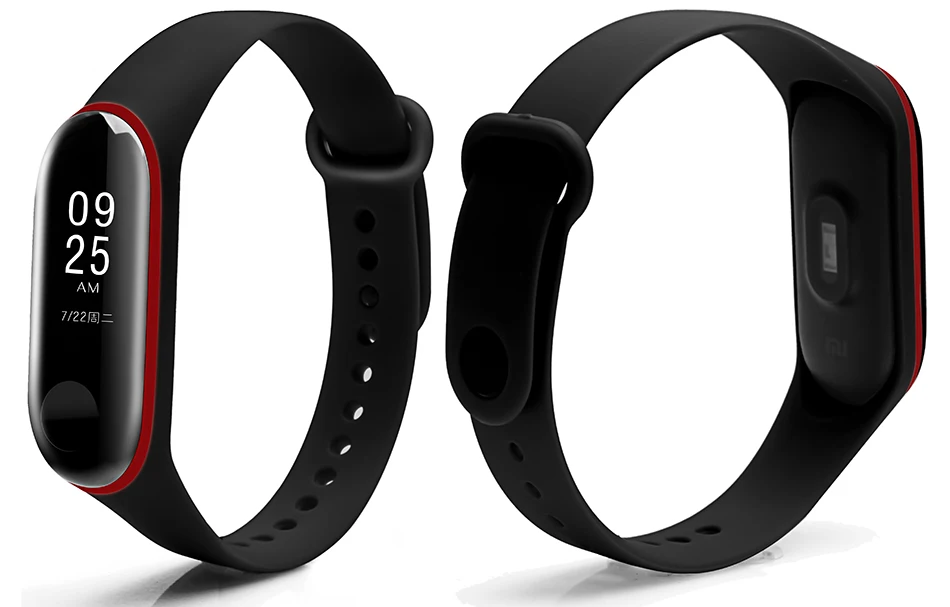 BOORUI двойной цвет mi band 3 ремешок умные аксессуары для xiaomi mi 3 силиконовый ремешок на запястье Замена для xiaomi mi3 smartband
