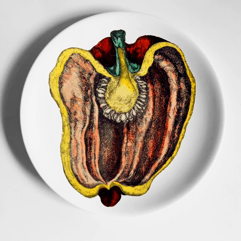 Segmented Fruit Plates Vegetable Style Craft Desktop Wall Hanging Decorative Dishes Colorful Home Decor Illustration | Дом и сад