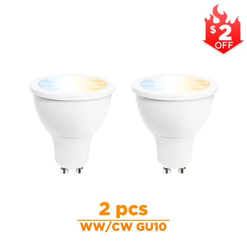 2 Pcs WWCW GU10 G светодиодный светильник OPTO zigbee ww/cw dimmer GU10 bulu Светодиодный прожектор 5 Вт ZLL smart APP контроллер AC100-240V холодный белый и теплый белый светодиодный светильник - Испускаемый цвет: 2 Pcs WWCW GU10
