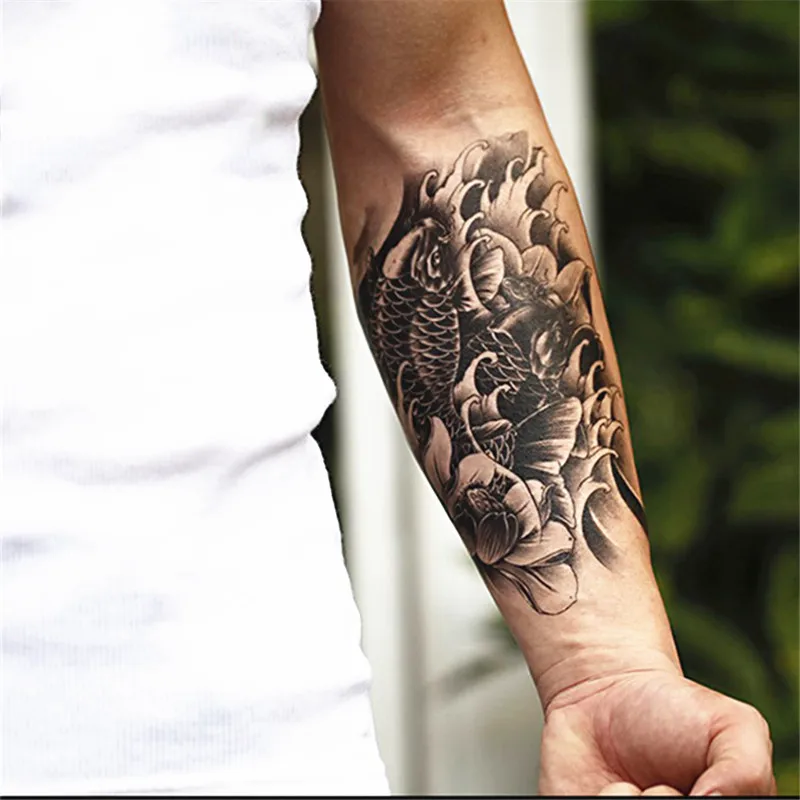 татуировки временные Поддельные 1 шт. рукавом тату карп конструкции лучшая