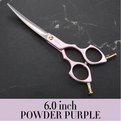 6.0 powder purple Fenice профессиональные красочные 6,5 дюймов изогнутые ножницы для стрижки домашних животных ножницы для собак кошек - Цвет: 6.0 powder purple