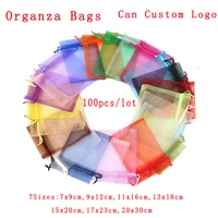 100pcslot multi colors organza bags party wedding favors candy gift bag jewelry pouches boutique cosmetic gifts packaging bags