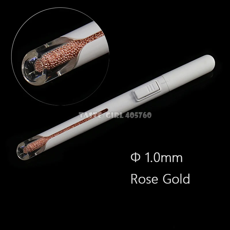 1mm Rose Gold Pro 0,8, 1,0, 1,2 мм, 4 цвета, металлические бусины, поляризационные, для дизайна ногтей, стразы, шпильки, слиток, многофункциональная шариковая ручка - Цвет: 1mm Rose Gold