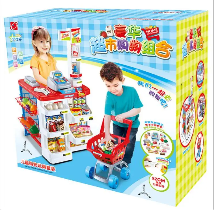 Игрушки для детей, детские игрушки, кассовый аппарат, магазин, тележка, супермаркет, Checkstand с тележкой для покупок, кухня, ролевые игры, игрушки