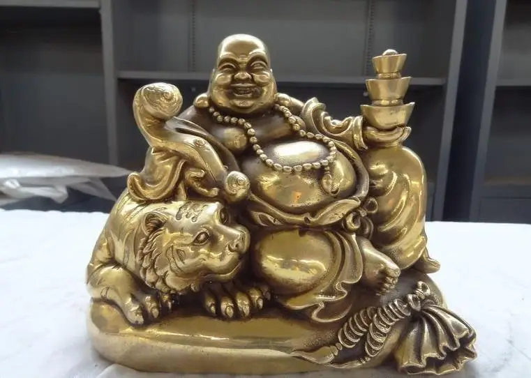 Wang671115725 + 10 &quotКитай Латунь RuYi Богатство YuanBao Монета Счастливый Будда Майтрея
