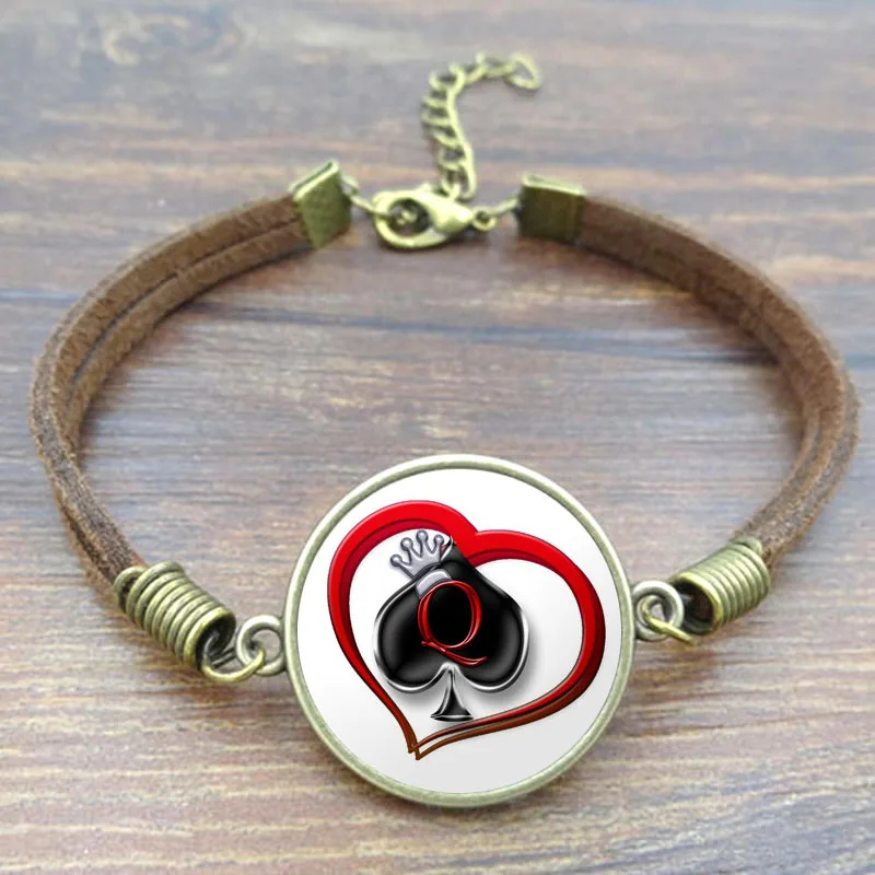 Старинные ювелирные изделия стеклянные кабошоны браслет лопаты для игры в покер