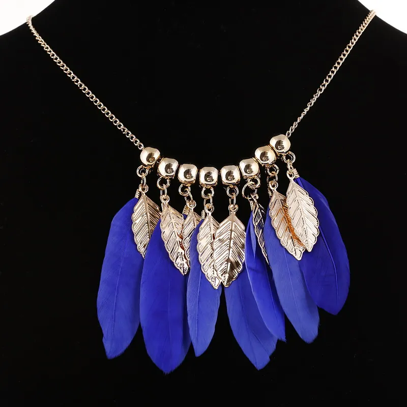 Красочное ожерелье с перьями для женщин винтажные резные яркие ожерелья цветами