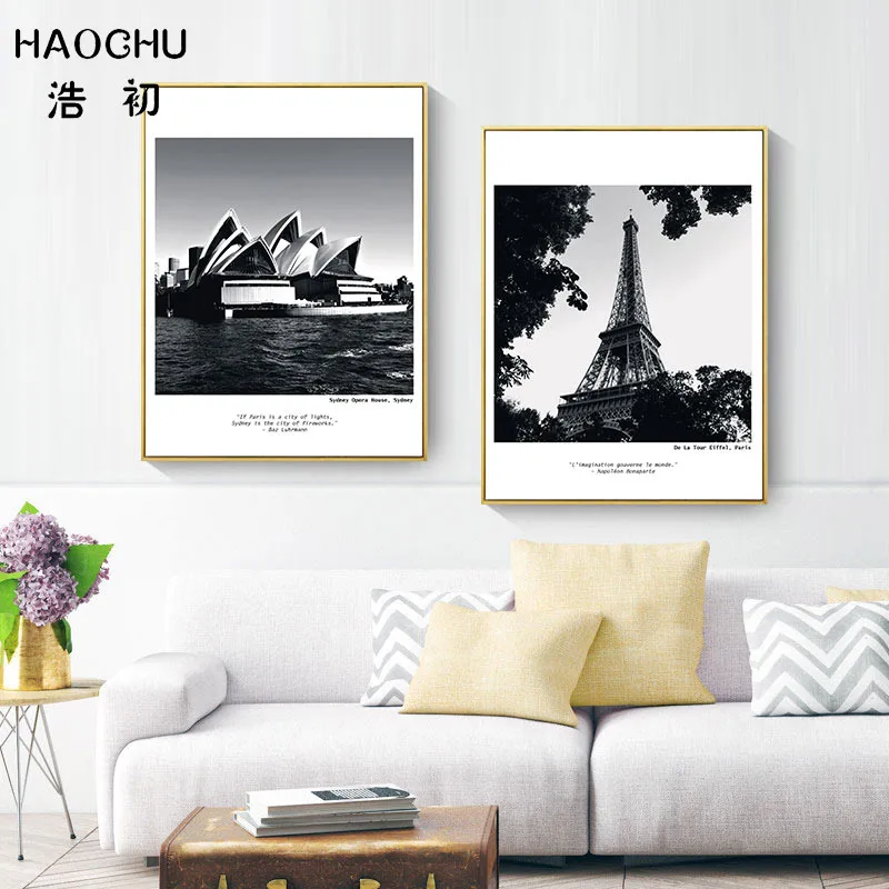 Ретро Художественный постер HAOCHU черно белая железная башня театр Сидней морской