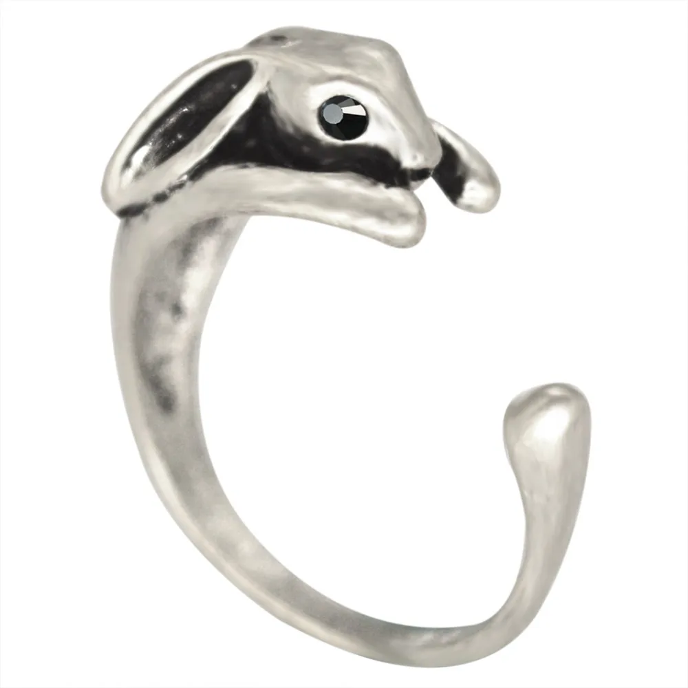 Kinitial милое кольцо кролик на палец регулируемое женское с зайчиком модное