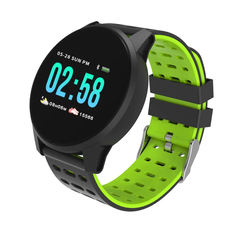 Зеленый Wearfit Смарт-часы W1 для мужчин кровяное давление фитнес-трекер для измерения сердечного ритма шагомер мужские спортивные Смарт-часы для Android IOS Телефон - Цвет: Зеленый