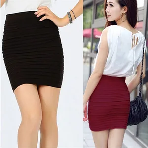 2019 модная летняя юбка с высокой талией, эластичная плиссированная короткая юбка, обтягивающая мини-юбка ярких цветов, черный, синий, красный, белый
