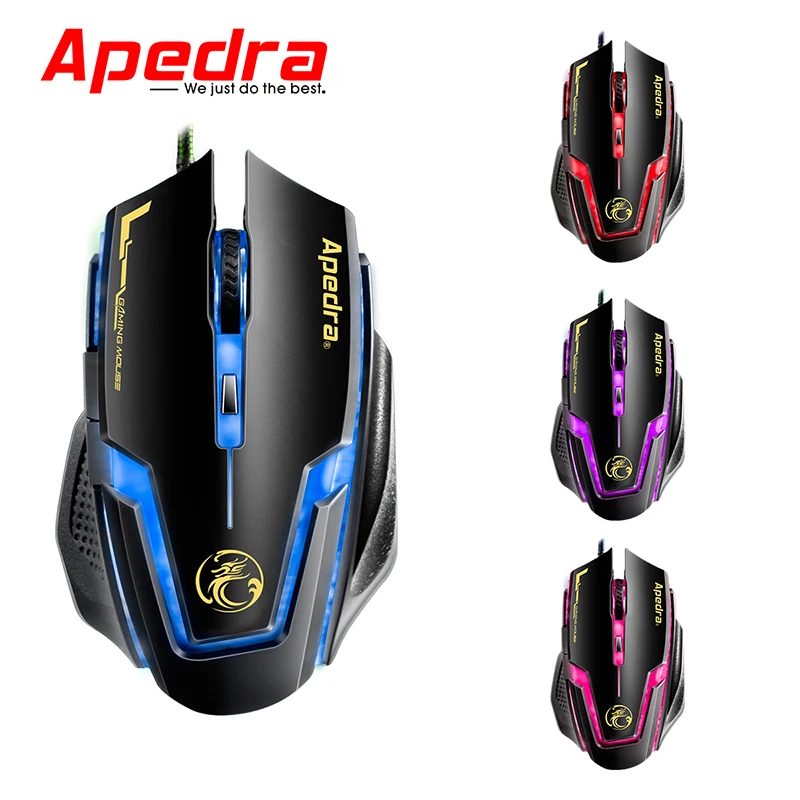 Apedra Проводная Мышь игровой патруля мыши 3200 Точек на дюйм с светодиодный свет 7