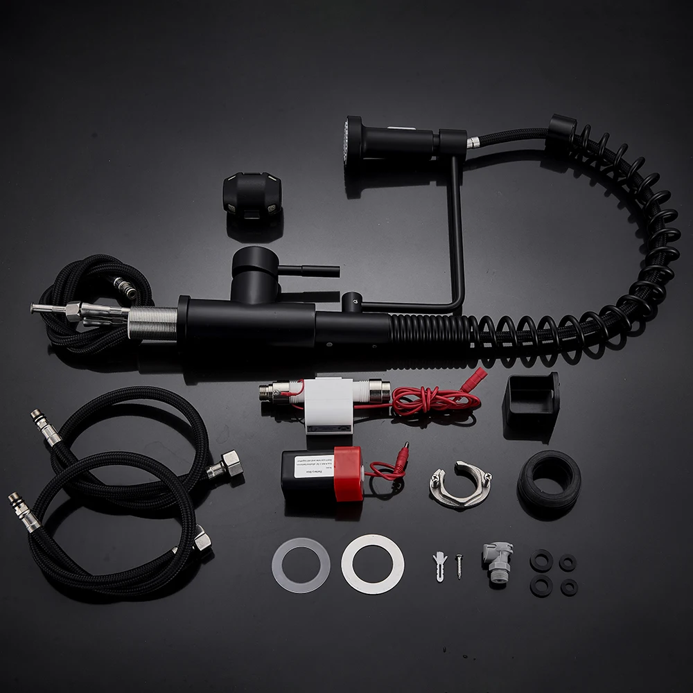 Матовый черный кухонный смеситель с выдвижным датчиком чувствительный умный