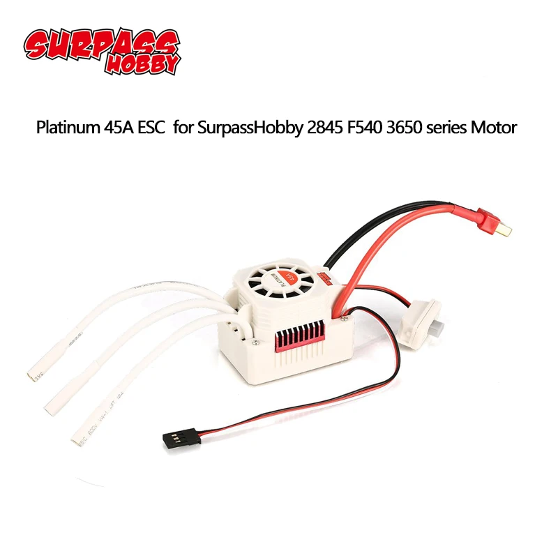 SURPASSHOBBY платиновая Водонепроницаемая серия бесщеточный 45A ESC для 1/10 RC Car Boat 2845 3650 F540
