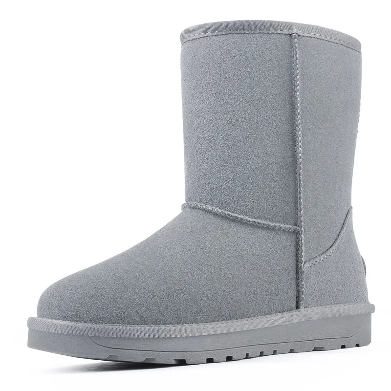 2018 Women's Winter Cow leather Snow Boots Australia Classic Plush Warm For Women Brand Mid-Calf Shoes 5825 | Обувь