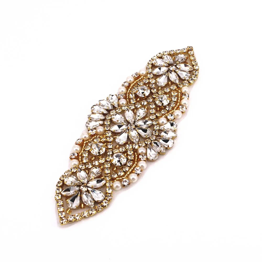 Crystal applique20 3X8,5 см, розовое золото, горячая фиксация, обувь, сандалии, шапки, вечерние, свадебные украшения, элегантные, ручной работы, Стразы для шитья, аппликация - Цвет: Crystal applique20