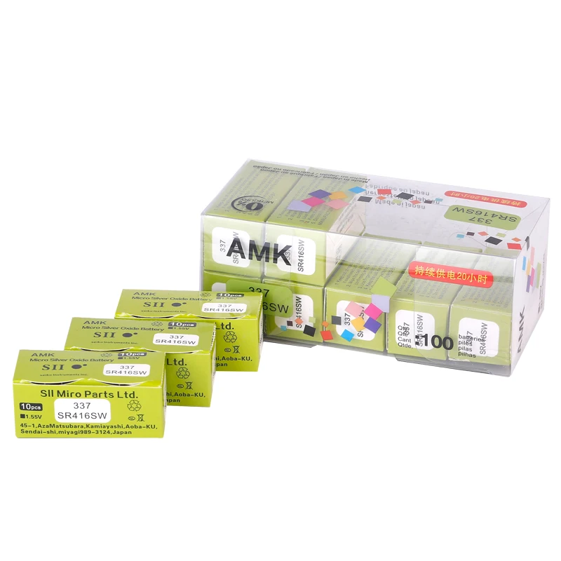 50 шт./лот AMK 337 sr416sw кнопочные аккумуляторы 1 55 оксид серебра 623 D337 V337 SP337 часы