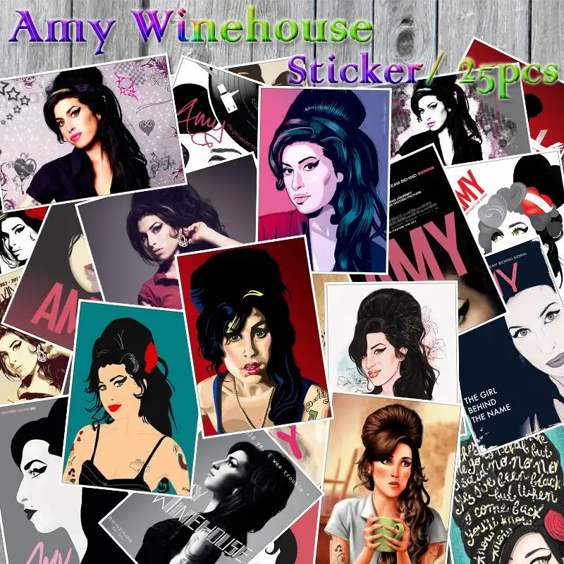 D113-25Pcs 25 шт. Amy Winehouse наклейка s для велосипеда телефона ноутбука путешествия багаж Канцтовары ПВХ водоотталкивающая наклейка игрушка наклейка в стиле граффити наклейки - Цвет: D113-25Pcs