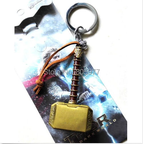 Горячая Marvel Мстители Тор оригина Тор's брелок для ключей в форме молотка Mjolnir Raytheon металлический брелок 12 шт./партия фильм ювелирные изделия