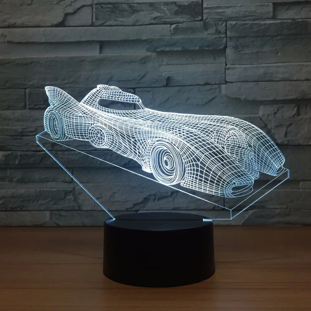 Крутой спортивный автомобиль авто 3D Ночник Новинка 7 видов цветов Изменение LED