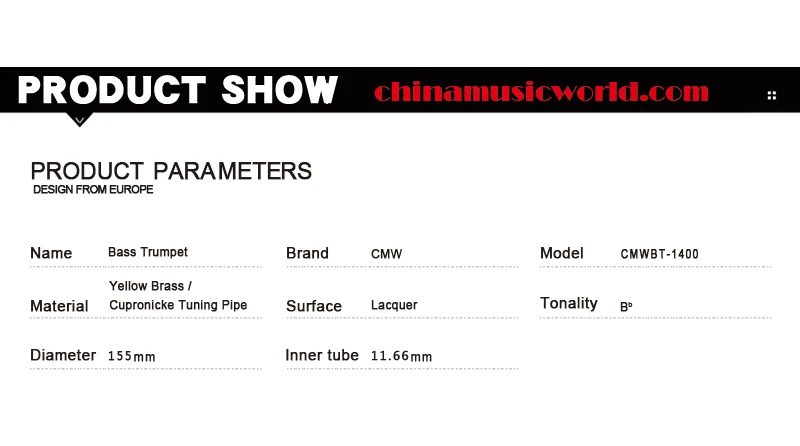 Китайский музыкальный мир желтая латунная басовая труба (CMWBT-1400) | Спорт и