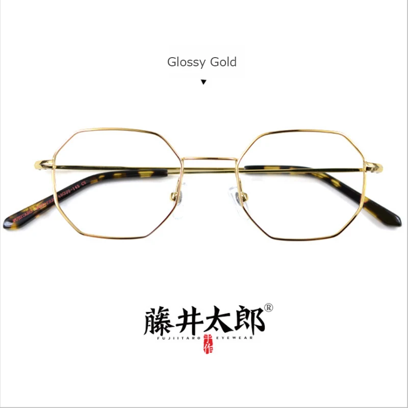 FT217935 Glossy Gold TARO FUJII оправа для очков, очки для мужчин и женщин, винтажные компьютерные оптические прозрачные линзы, ретро очки, оправа для женщин FT217935 - Цвет оправы: FT217935 Glossy Gold