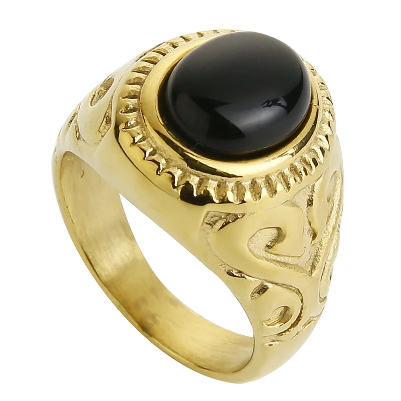 Valily Jewelry мужское кольцо золотистого тигрового глаза кольца из нержавеющей стали