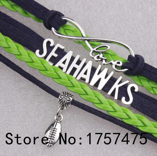 TDIYJ Seahawks Broncos Многослойные плетеные кожаные браслеты с подвесками для женщин Мода