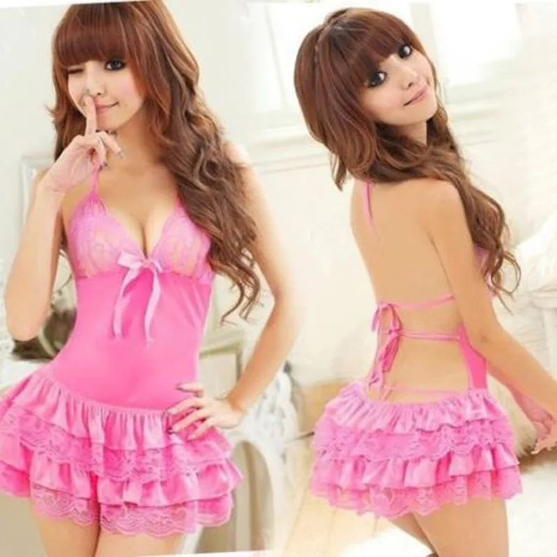 Сексуальное мини платье нижнее белье кружевное babydoll ночная рубашка с глубоким v