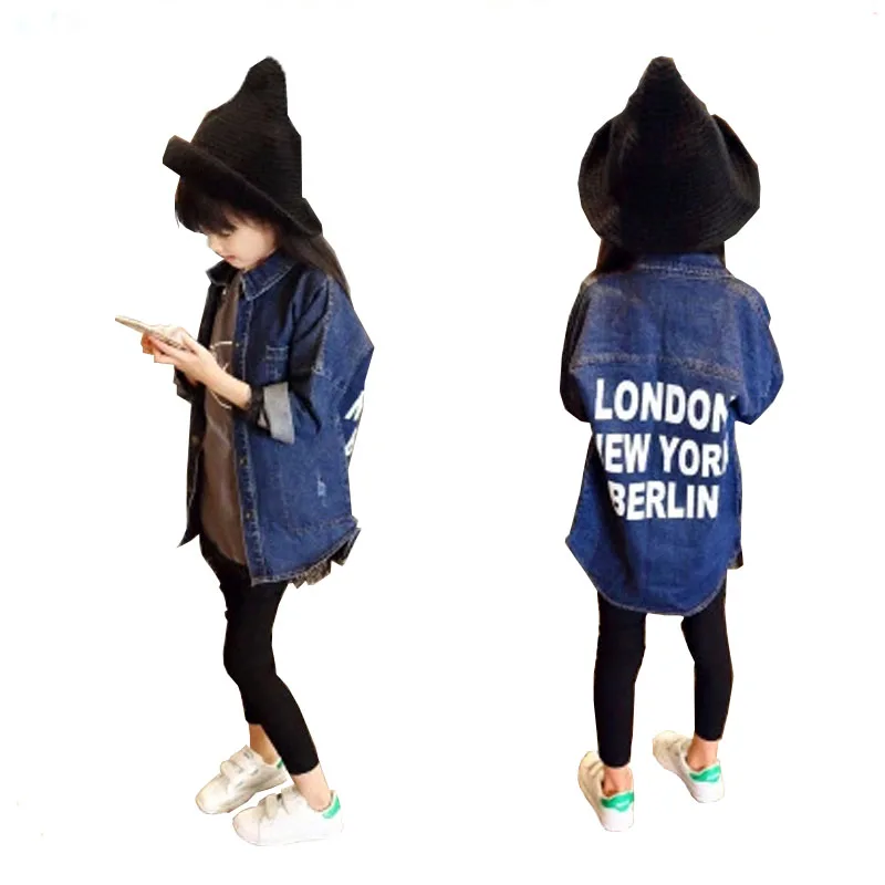 Baby girls clothes children long sleeve denim jacket fashion style autumn shirt cute clothing 2-8Y top | Детская одежда и обувь