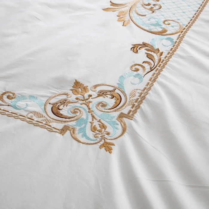 2017 роскошный белый комплект постельного белья с вышивкой 4 предмета Королевский