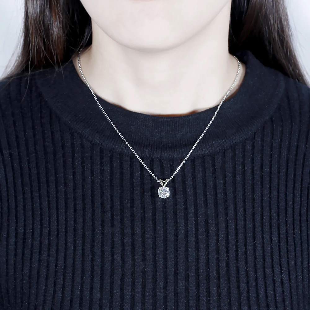 DovEggs классический однотонный 14K 585 Желтое золото 2ct 8 мм F цвет бриллиант подвеска