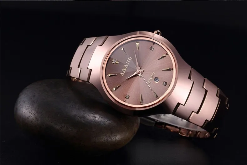 Strip Rose Gold Men AILANG Простые Модные Бизнес стильные парные часы, японские кварцевые часы высокого качества из вольфрамовой стали, часы с календарем Reloj A112 - Цвет: Strip Rose Gold Men