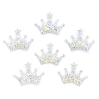 100pcs 1825mm colorful silver crown cloth applique for craftweddingclothing decor patch scrapbooking diy card accessories f11