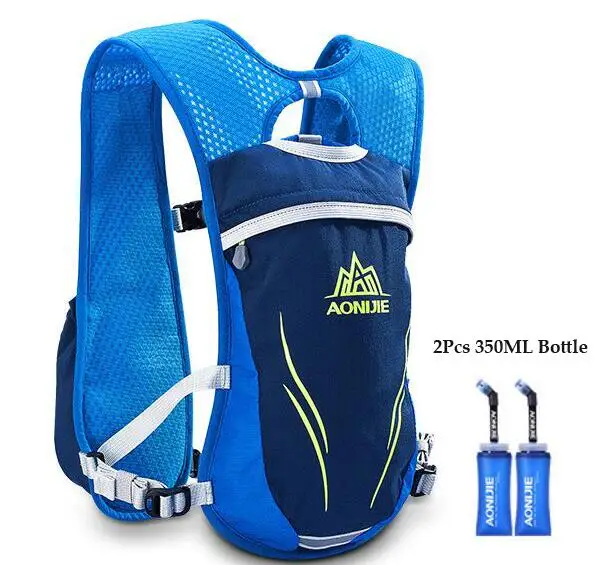 Blue Set C AONIJIE бегущий марафон гидратация нейлон 5.5L уличные сумки для бега походный рюкзак жилет марафон велосипедный рюкзак - Цвет: Blue Set C