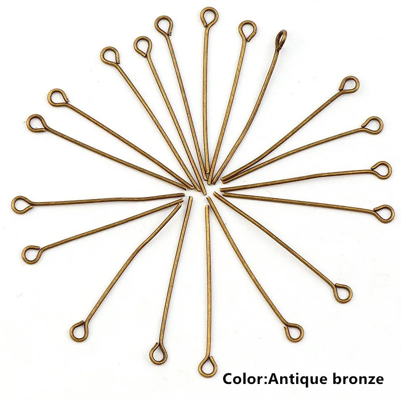 antique bronze 200 шт, золотые, серебряные, цветные шпильки для глаз, 20, 30, 40, 50 мм, шпильки для глаз, фурнитура для рукоделия, изготовление ювелирных изделий, аксессуары HK026 - Цвет: antique bronze