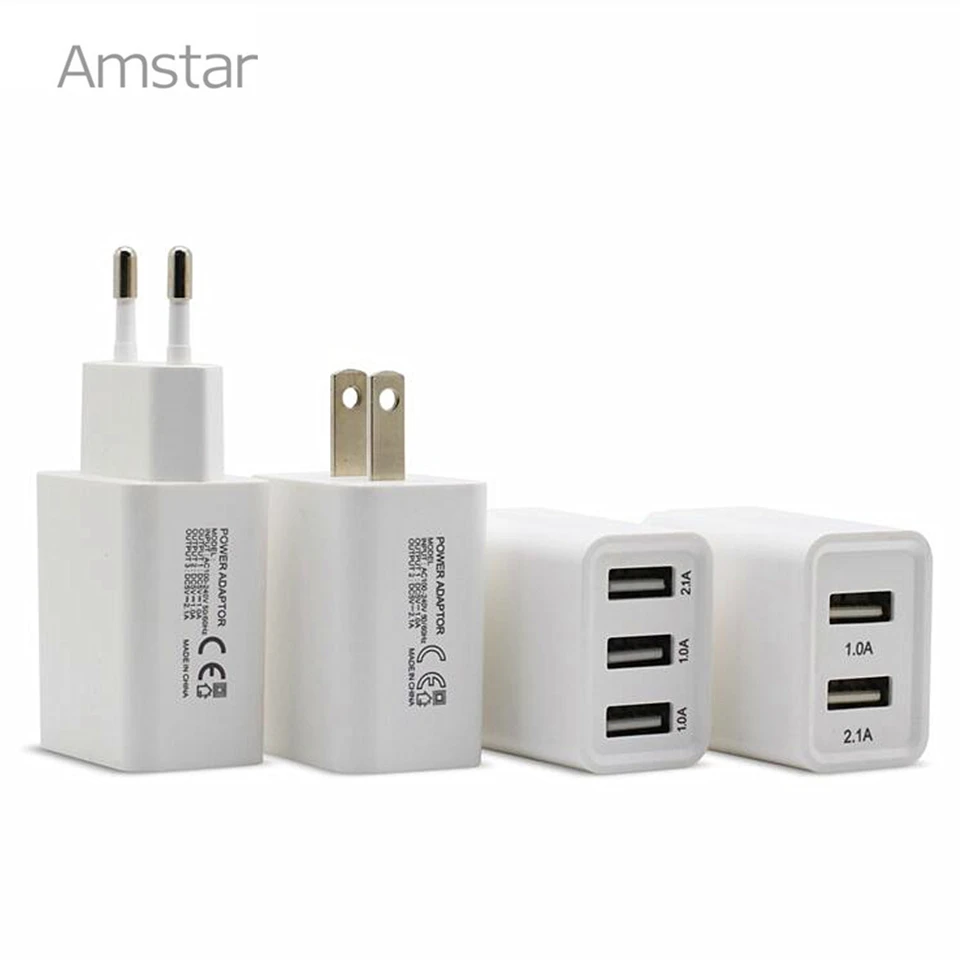 Амстар USB кабель для зарядки 5V 2.1A 3A Мощность адаптер EU/US вилка туристического