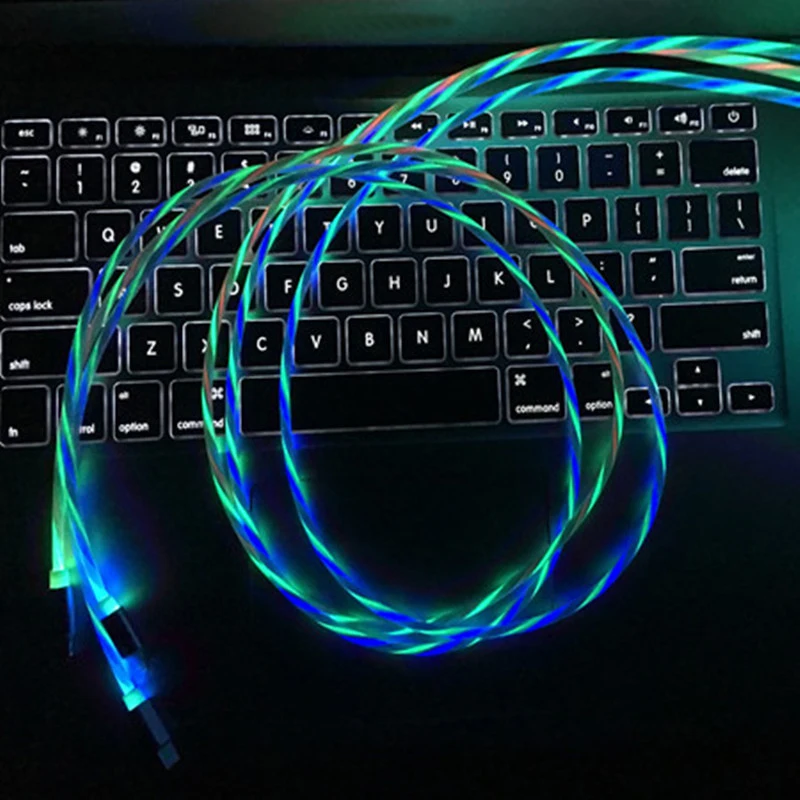 Светодиодный светящийся течет usb-шнур для Зарядное устройство Тип C/Micro Зарядка через USB кабель для передачи данных для iPhone X для samsung проводное зарядное устройство Шнур