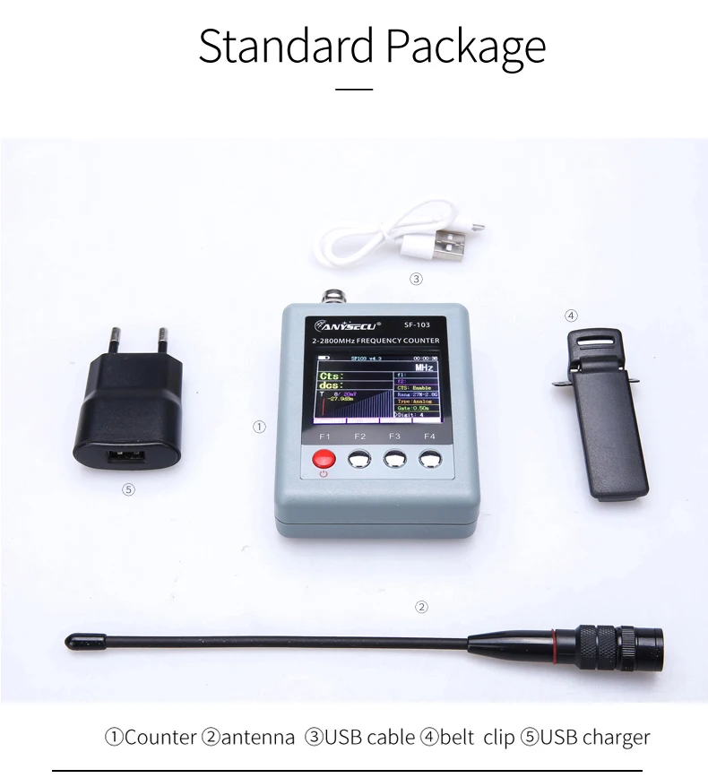 ANYSECU Портативный счетчик частоты SF-103 иди и болтай Walkie Talkie “иди и частотомер 2Gen 2 МГц~ 2,8 ГГц SF103 для DMR и аналоговый двухстороннее радио